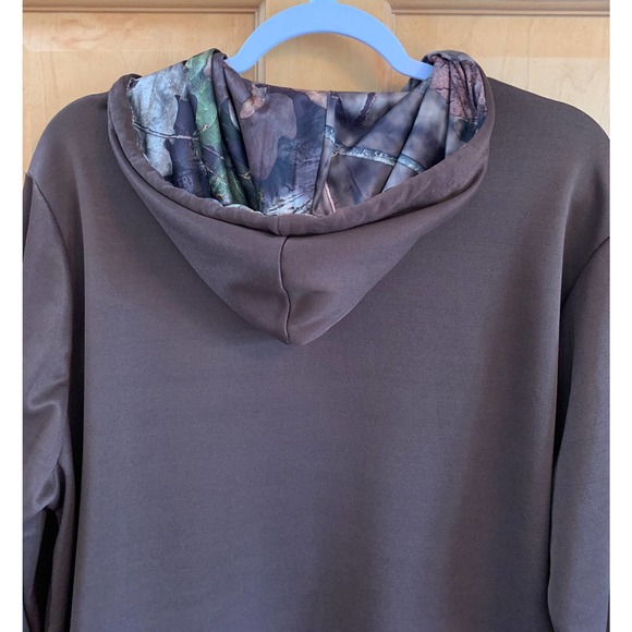 NWT, Mossy Oak Men's Large Long Sleeve Hoodie Kangaroo Hand Warmer Pocket, Brown - Picture 4 of 12